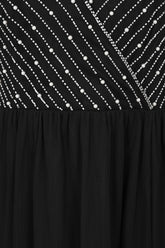 Denise Cold Shoulder Embellished Maxi Dress - Black